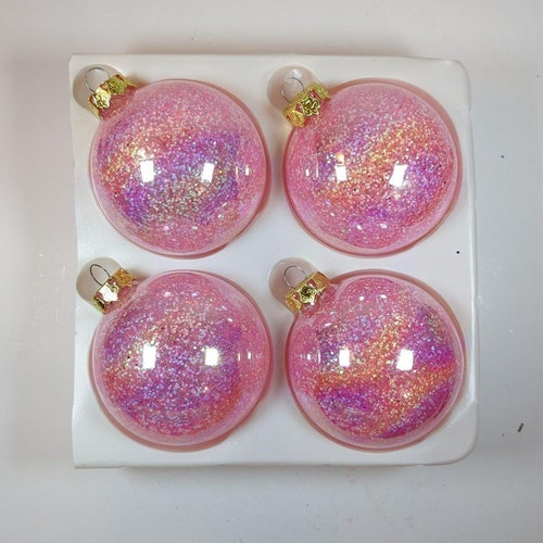 Iridescent Bubble Gum Pink Christmas Ornaments Pink Etsy