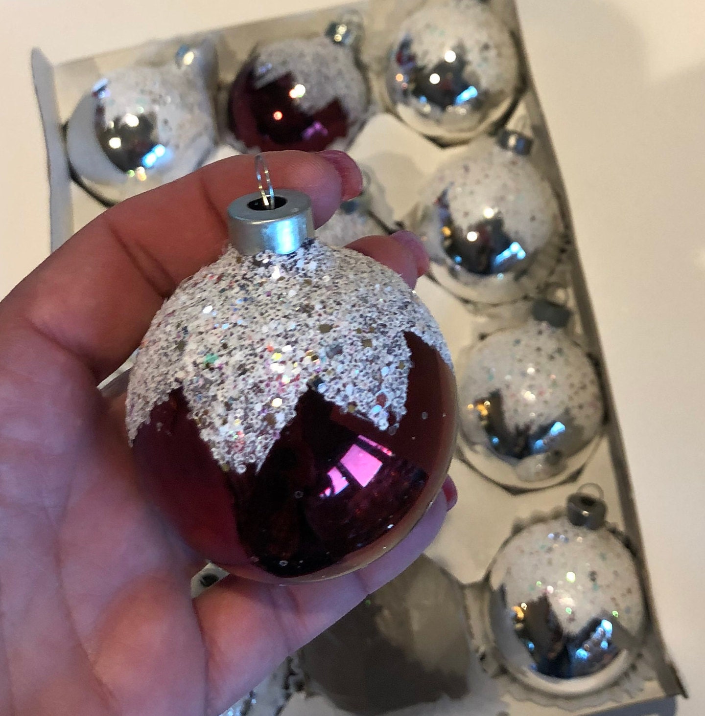 Maroon Christmas Ornaments 