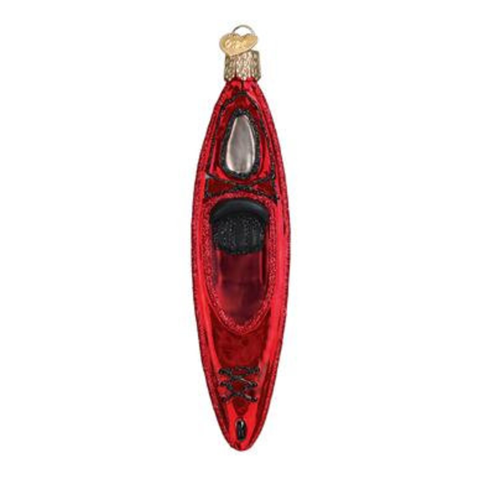 Kayak Ornament / Old World Christmas / Glass Ornament / RED Etsy