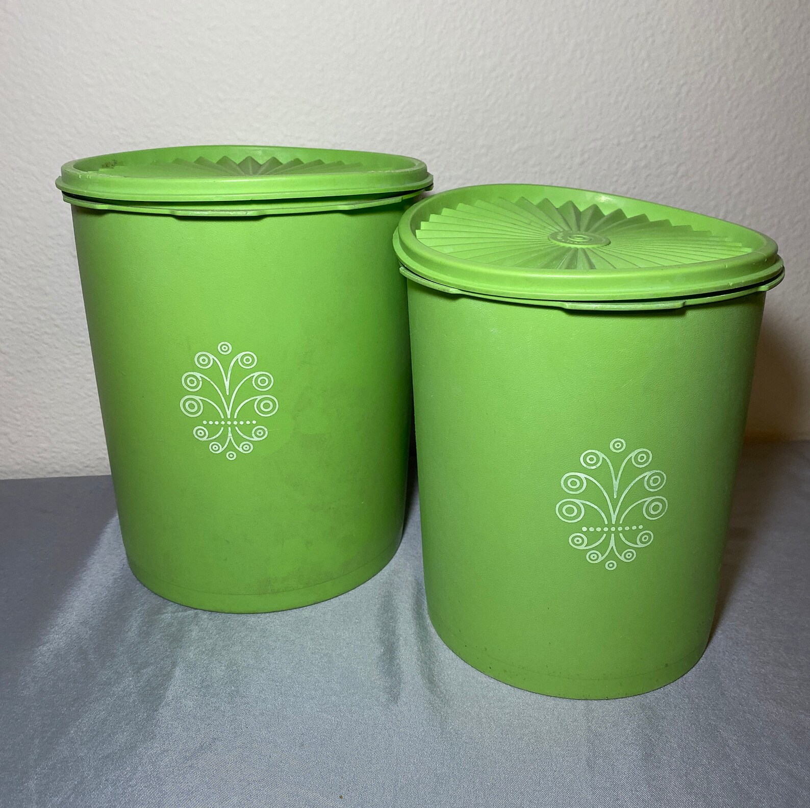 Vintage Tupperware Apple Green Servalier Round Canisters with Etsy