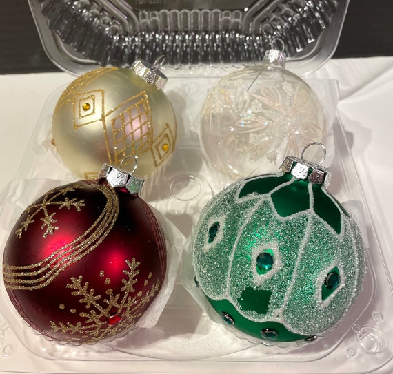 Kunstmatig bron verantwoordelijkheid Vintage grote glazen kerst ornamenten glitter micro kralen - Etsy België