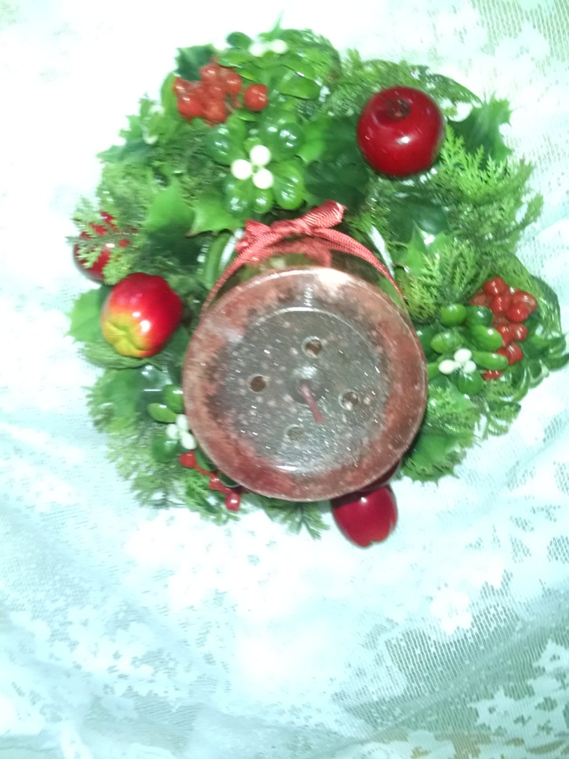 Wreath Christmas Candle Ring Plastic Wreath Vintage Wreath Etsy