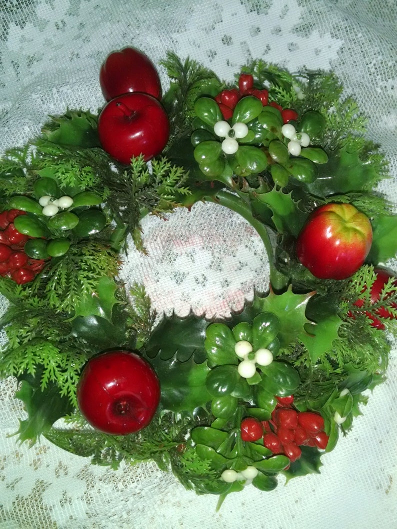 Wreath Christmas Candle Ring Plastic Wreath Vintage Wreath Etsy