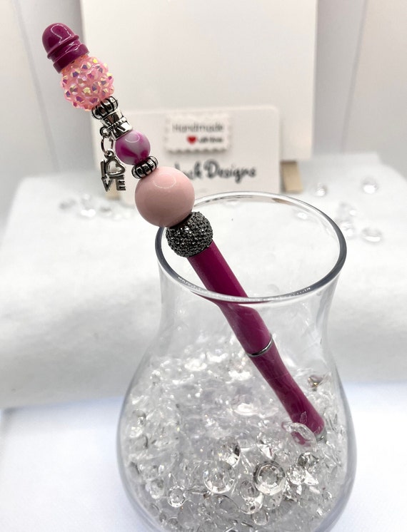 Beaded Metal Pens With Silver Charms Teacher Gift Secretary 