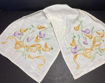 sachin and babi light blue dress vintage linens stamped for embroidery, lot of table runners or dresser  scarves to embroider