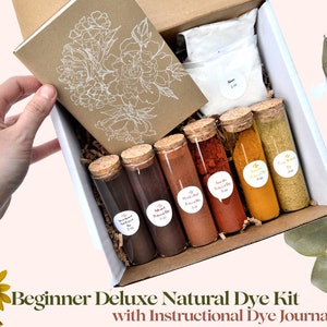 Natural Dye Kit, Botanical Dye Kit, Eco Dye Kit, Beginner Deluxe Dye Kit and Instructional Dye Journal for Protein fibers, Knitting Gift
