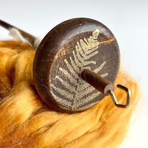 Houten spindel gouden varen, spindel topspiraal, houten spindel, spindelset voor beginners