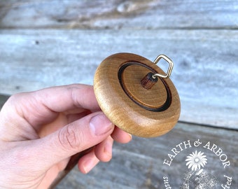 Beginner One of A Kind Wood Drop Spindle,  Handcrafted Top Whorl Drop Spindle, Yarn Spinning Kit