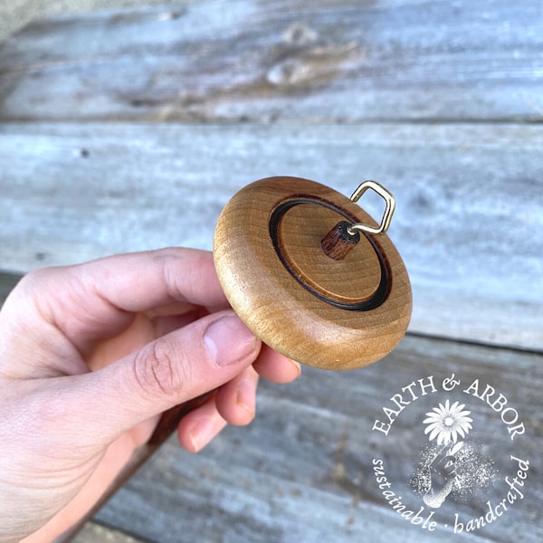 Beginner One of A Kind Wood Drop Spindle,  Handcrafted Top Whorl Drop Spindle, Yarn Spinning Kit