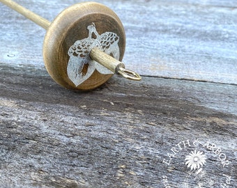 Forest Harvest on Driftwood One of A Kind Wood Drop Spindle,  Handcrafted Top Whorl Drop Spindle, Yarn Spinning Kit