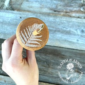 Forest Fern One of A Kind Wood Drop Spindle,  Handcrafted Top Whorl Drop Spindle, Yarn Spinning