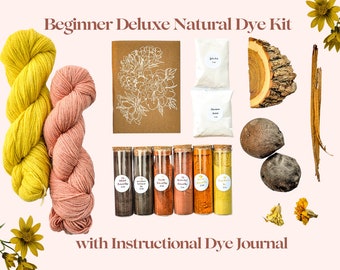 Natural Dye Kit, Natural Dye, Botanical Dye Kit, Eco Dye Kit, Deluxe Dye Kit for Cellulose Fibers,  Dye Journal, Gift for Mom, Knitting Gift