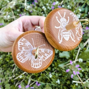 Native Pollinators Butterfly Spindle Kit, One of A Kind Wood Drop Spindle, Handcrafted Top Whorl Drop Spindle, Yarn Spinning