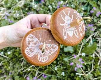 Native Pollinators Butterfly Spindle Kit, One of A Kind Wood Drop Spindle, Handcrafted Top Whorl Drop Spindle, Yarn Spinning