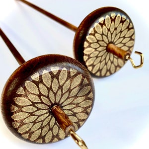 Golden Starflower Wooden Drop Spindle, Top Whorl Drop Spindle, Wood Drop Spindle, Beginner Drop Spindle Kit