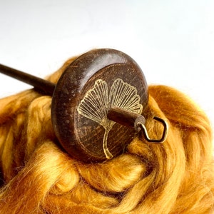 Gouden houten spindel Ginko, spindel Top Whorl, Drop Spindle Houten, Drop Spindle Kit voor beginners