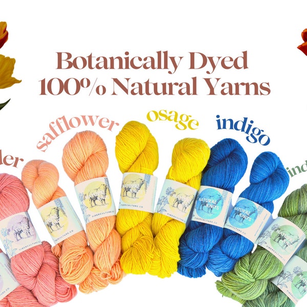 Naturally Dyed Yarn, 100% Wool Yarn Botanically Dyed, Madder Root Dye, Indigo Dyed Yarn, Safflower Dye, Rainbow Yarn, Eco Friendly Yarn