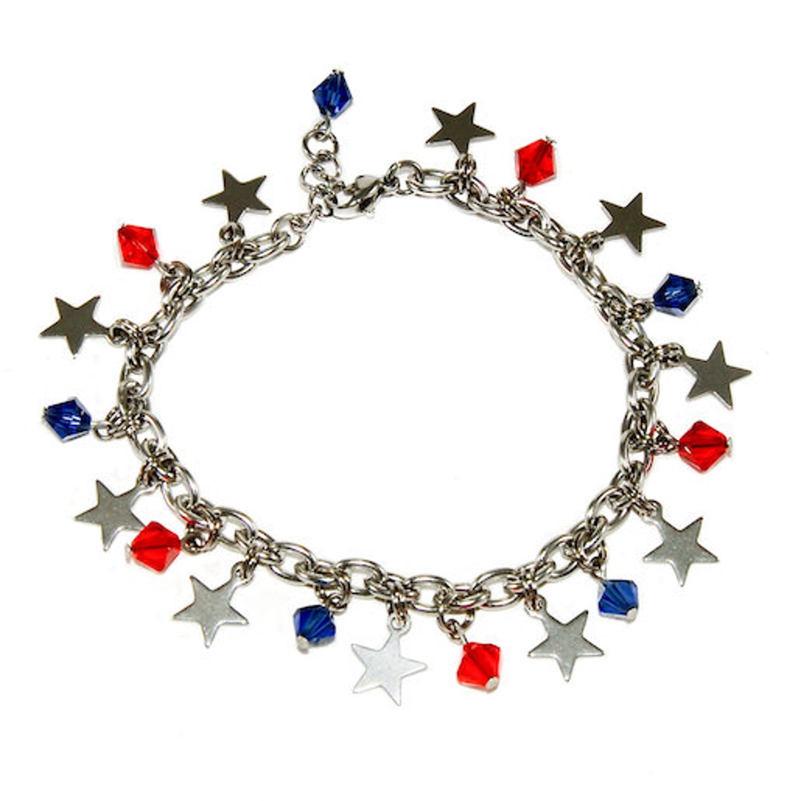 USA Patriotic Charm Bracelet Etsy