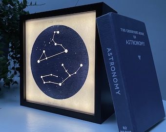 Couples Star Sign Print LED Light box. Valentine Wedding gift. Family sibling Gift Horoscope Zodiac.