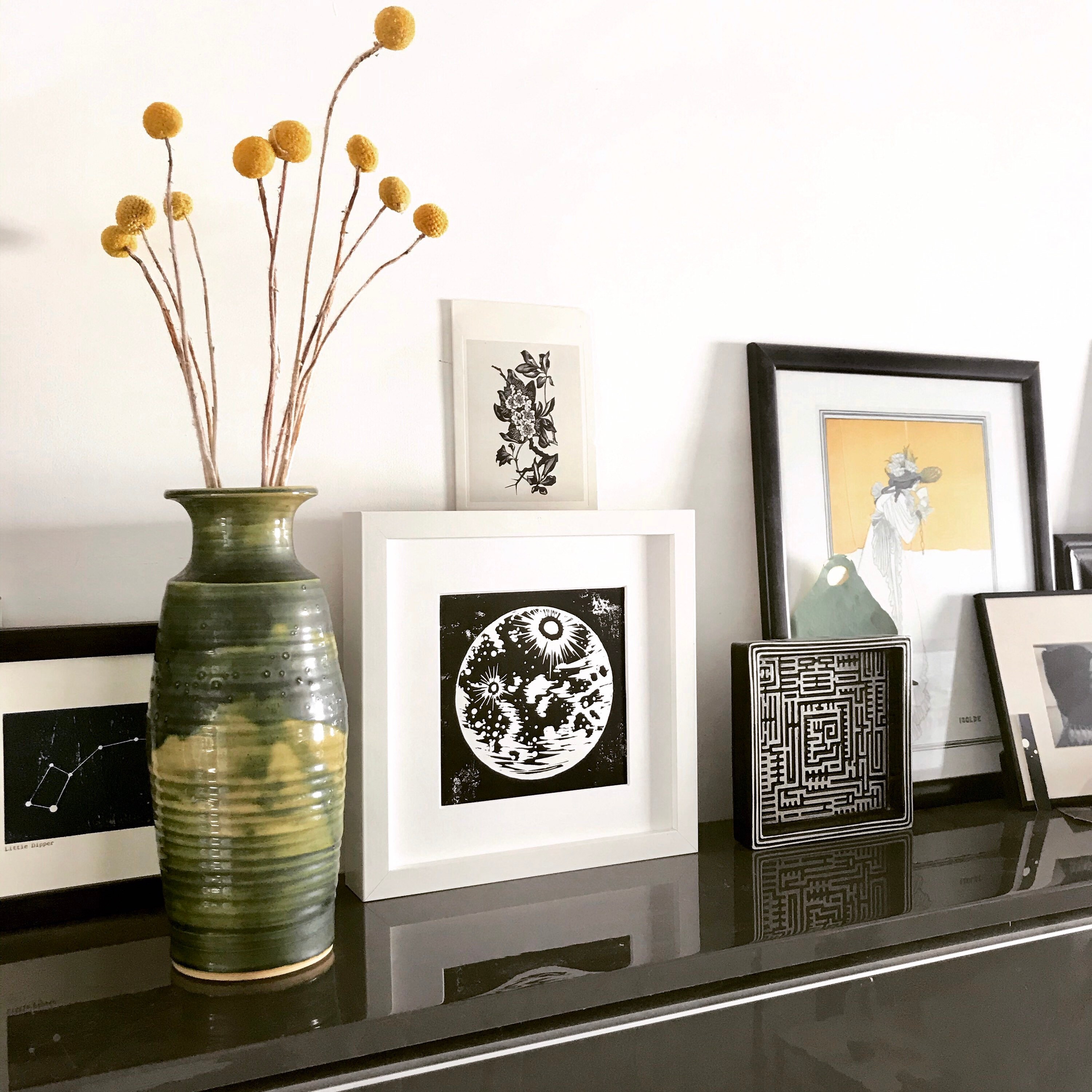 Moon Light Box Illuminated Woodblock Print Moon Wall Art Etsy