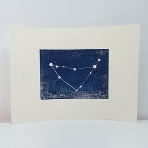 Capricorn Star Sign Constellation Zodiac Horoscope Personalised Woodblock Print. Unframed, Hand Typed. New Baby Gift. Birthday Gift. image 1