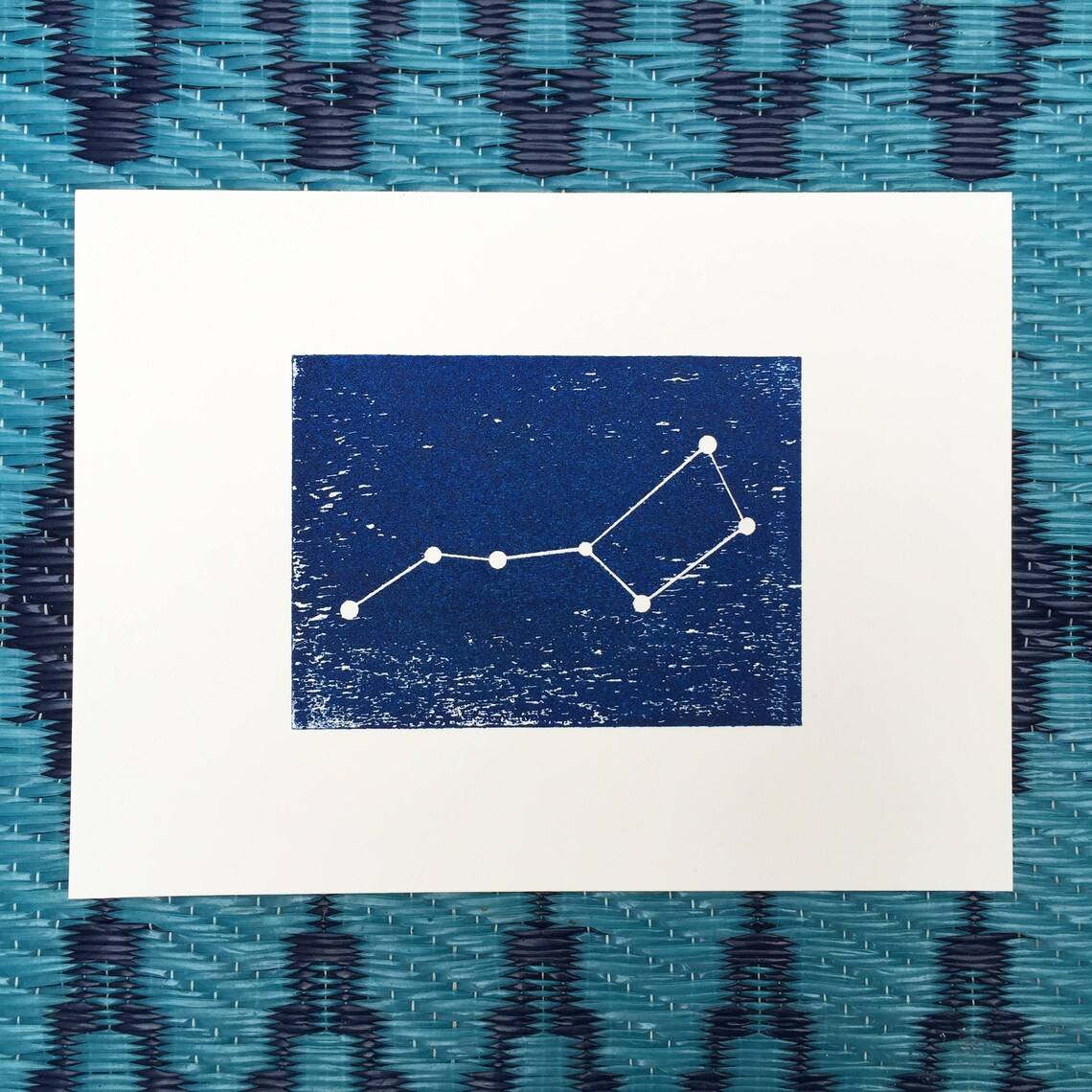 Big Dipper the Plough Saucepan Constellation Woodblock Framed Print