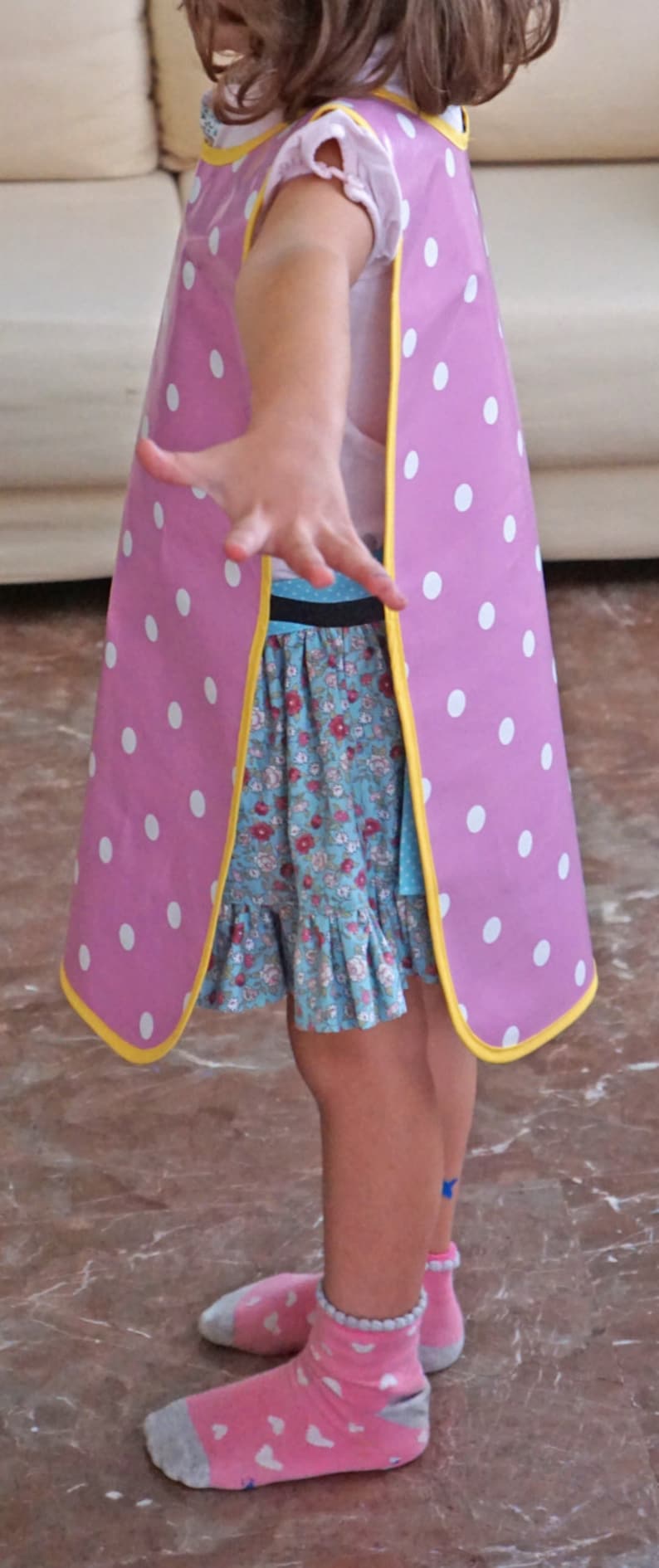 Ideal kids accessory for messy play Oilcloth apron for toddler Handmade waterproof apron for toddlers messy play Back to school gift idea