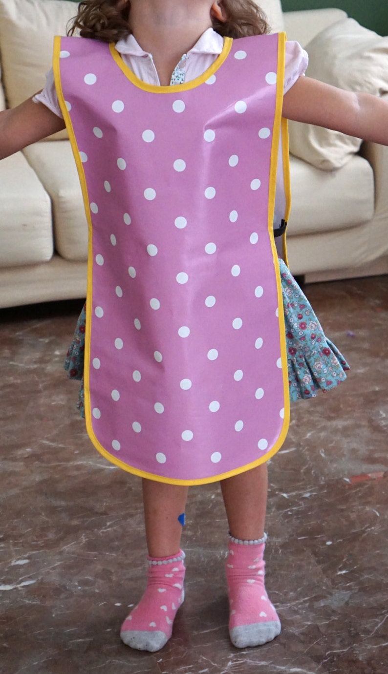 Ideal kids accessory for messy play Oilcloth apron for toddler Handmade waterproof apron for toddlers messy play Back to school gift idea