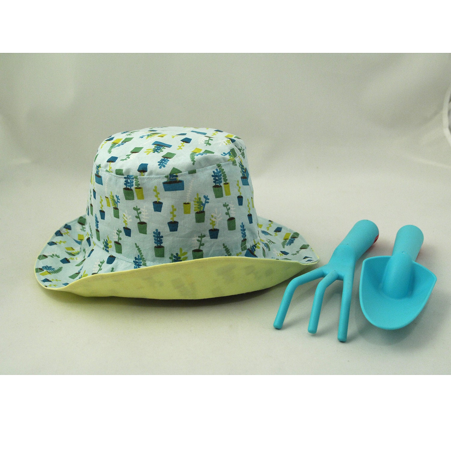 ReversibleLarge Cotton Bucket Sun Hat Blue//Red,12-24 Months Baby Boys SPF 50