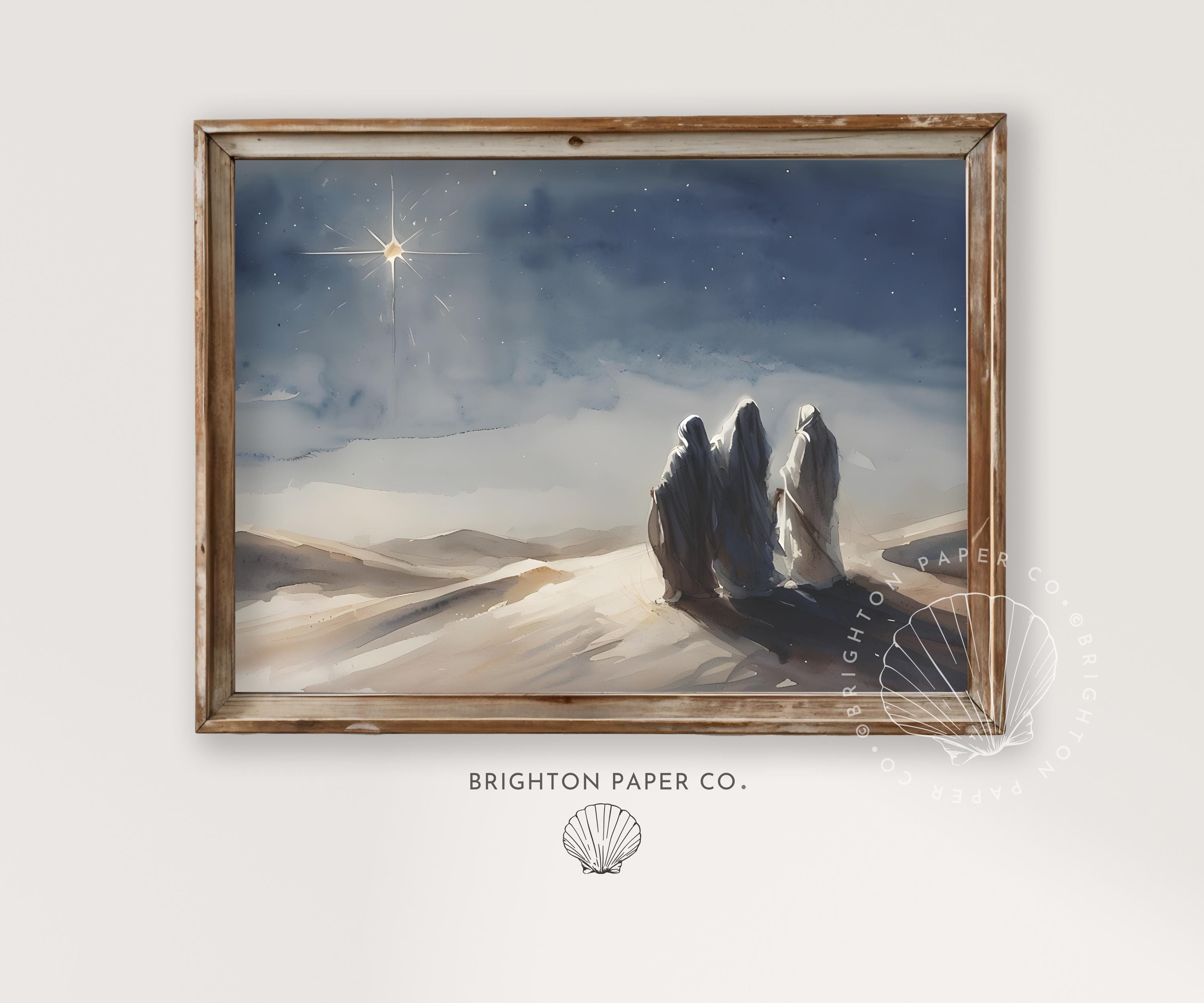 Three Wise Men Wall Art, Christmas Nativity Scene Printable, Star of ...