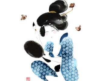 JAPANESE MAKEUP - Artprint - Japanese art - Zen illustration