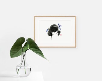 MADAME JACINTHE - Collection "Japanese Blue" - Artprint - Japanese art- Japanese watercolor - Zen art - Illustration