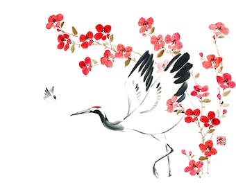 FLOWERING DANCE - Sammlung "Kōyō" - Kunstdruck - Japanische Kunst - Japanisches Aquarell - Zen-Kunst - Illustration