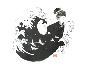 HOKUSAI'S WAVE - Artprint - Japanese art - Zen illustration