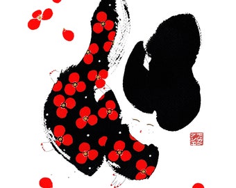 FALLING FLOWERS - Collection "Kōyō" - Artprint - Japanese art - Japanese watercolor - Zen art - Illustration
