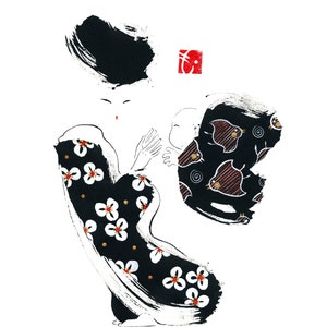 Von Angesicht zu Angesicht – Sammlung „Kōyō“ – Kunstdruck – japanische Kunst – japanisches Aquarell – Zen-Kunst – Illustration