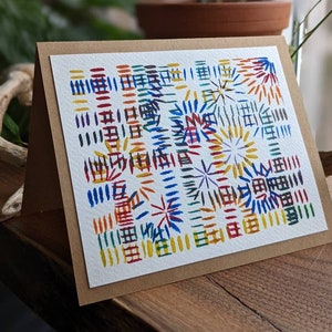 Tirets arc-en-ciel ! Carte de voeux unique en son genre - Art abstrait aquarelle