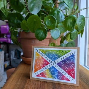 Carte de voeux aquarelle unique en son genre, peinte à la main, « Love You x », faite à la main au Canada