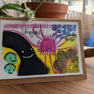 Amis ! Carte artistique abstrait unique en son genre