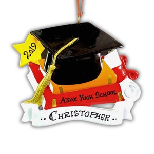 Graduation Gift Custom Graduation Hat Personalized Christmas Ornament | High School Graduate, College, University Graduate PhD Holiday Gift