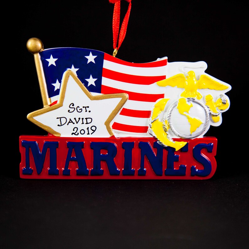 US Marines Personalized Christmas Ornament Handmade Customized Holiday Gift With Custom Handwritten Name