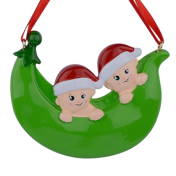 Pea Pod Family of 2 3 4 5 6 7 8 9 Peas Personalized Christmas Ornament