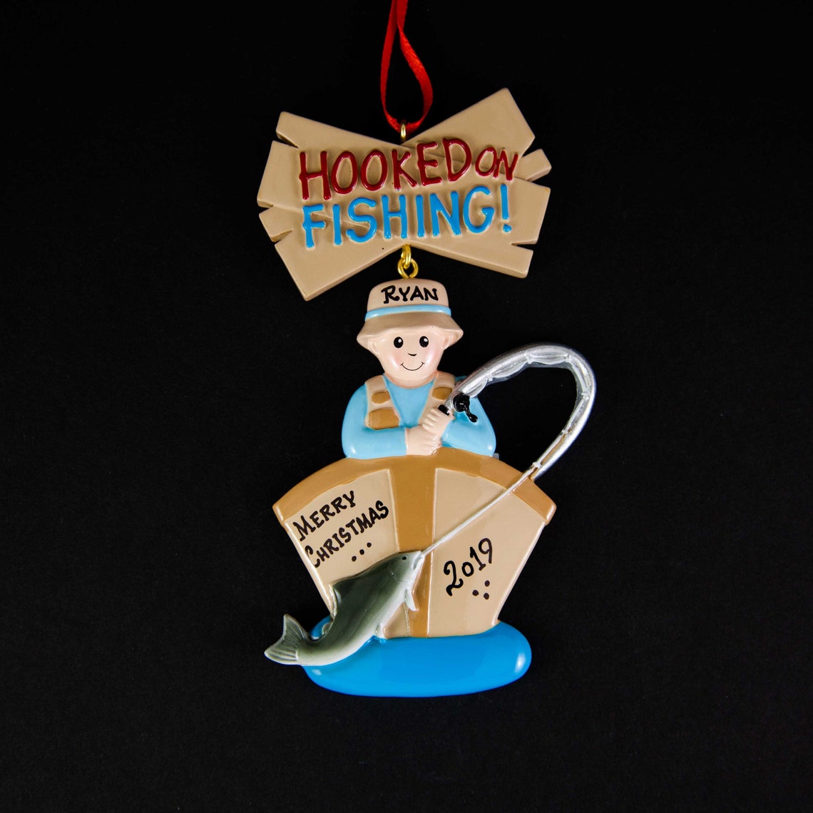 Fishing Boat Ornament Personalized Christmas Tree Decor Lake Etsy