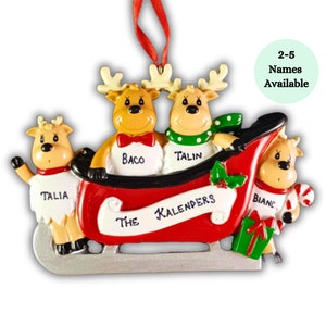 Personalized Christmas Ornament Reindeer Family Rudolph Deer Handmade Customized Holiday Decor Christmas Gift Custom Names Tree Decoration