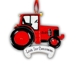Personalized Tractor Ornament: Baby&#39;s First Christmas, Handmade Holiday Decor