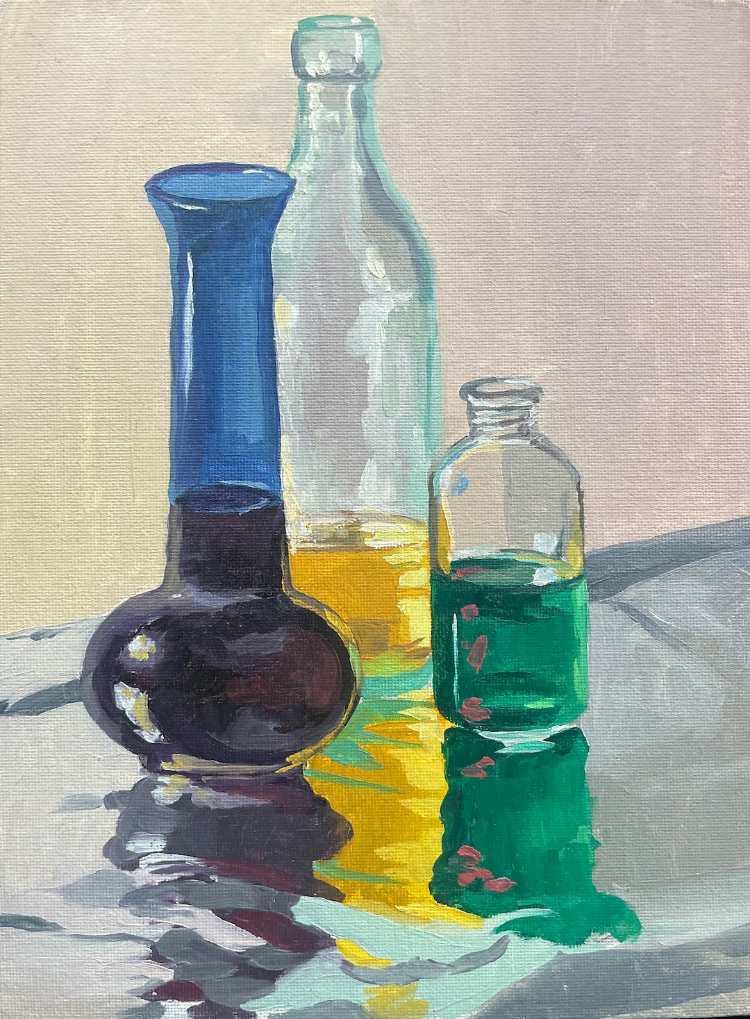 Original Oil Still Life Painting - Colorful Glass Jars and Vases - Etsy