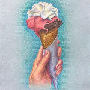 Colored Pencil Drawing - Chocolate and Strawberry Gelato