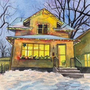Holiday Wall Art Print - Christmas Lights on a Minneapolis Home