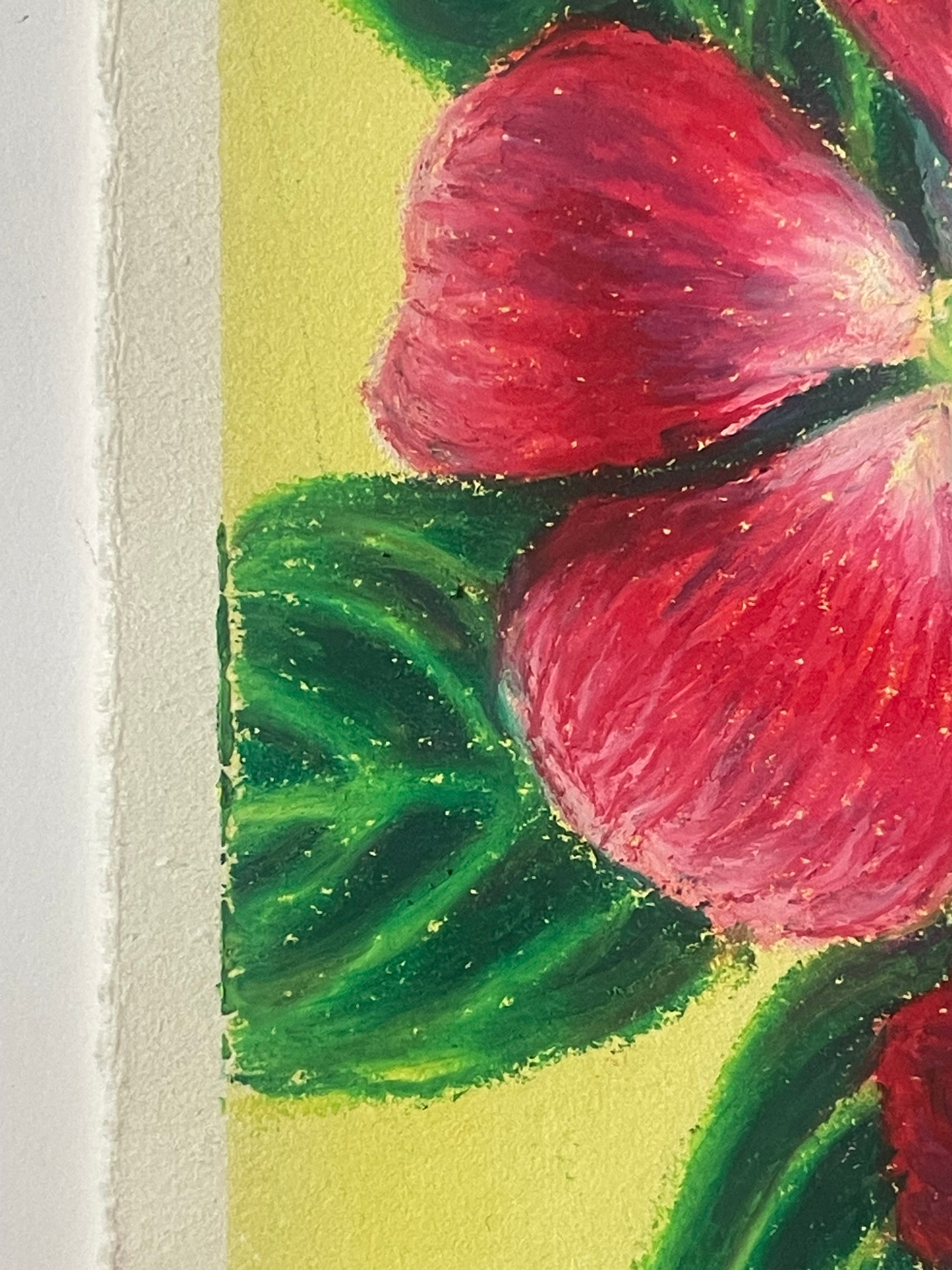 Original Oil Pastel Flower Drawing 