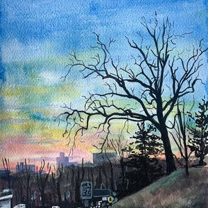 Wall Art Print - Tree Silhouette with Sunset - Wilmington, Delaware